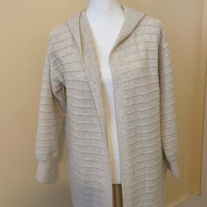 Pink Rose Elegant Cream Long Hooded Cardigan Sz S